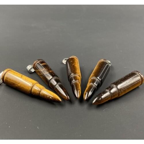 Natural Tiger Eye Stone Pendulum Bullet Shape Pendants for Men Necklace Jewelry Making