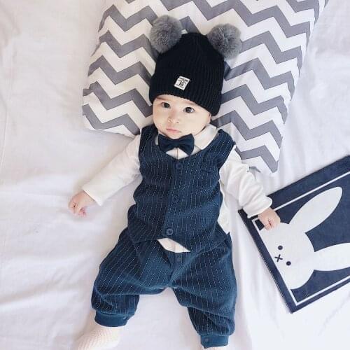 Baby Boys Baby Rompers Suit Spring Clothing Baby Clothes One Hundred Days Age Dress Clothes Rompers Childrens Clothing Boys