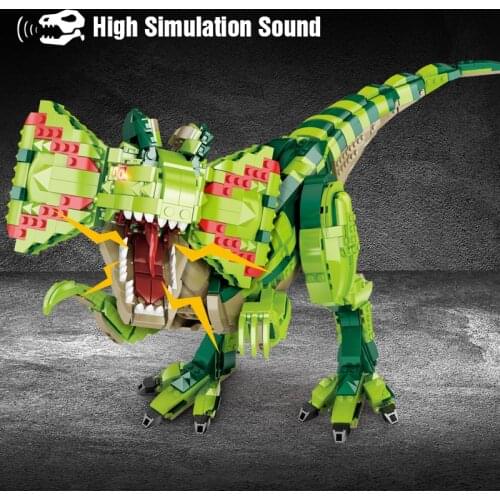 Forange Building Blocks Jurassic Dinosaur 2 Large Animal Model Swift Dilophosaurus Brick Children Christmas Gift Toys