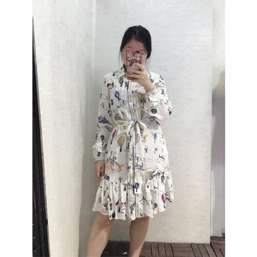 Thin belt silk print dress summer new fashion dress