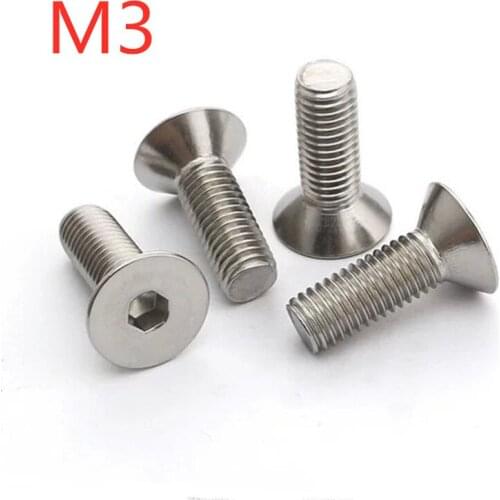 M3*4/5/6/8/10/12/14/16/18/20/25/30/35/40/45/50/55/60 DIN7991 Stainless Steel Hex Socket Flat Countersunk Head Screw SS304