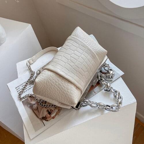 Clip Design Small Stone Pattern PU Leather Crossbody Shoulder Bags for Women 2021 Summer Chain Bag Handbags Female Totes Purses