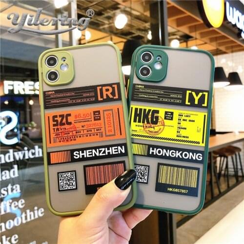 Fahshion Shockproof Silicon Frame Ticket label Phone Case For iPhone 12 11 Pro Xs Max Mini X XR 7 8 Plus SE 2 2020 Case Cover