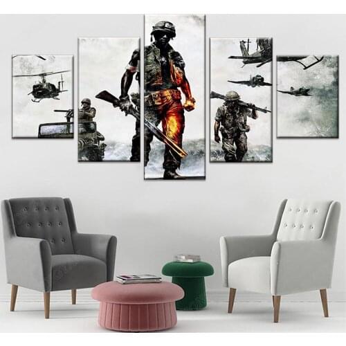 Modular Canvas Pictures HD Printed Wall Art Framework 5 Pieces Army Soldiers In Battle Painting Living Room Home Decor Posters