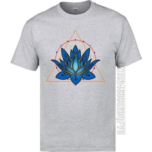 Geometry Triangle Lotus Flower Tops Shirts O-Neck 100% Cotton Men T Shirts Unique Tops Shirt 20189New Fashion T-Shirts