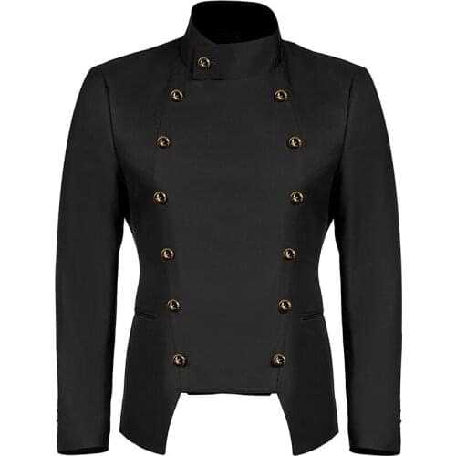 2021 Men Cosplay Costumes Black White Medieval Steampunk Punk Suit Trendy Stage Costume Performance Show Jacket Uniforms S-2XL