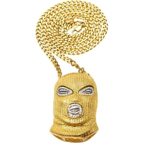 Hip Hop Iced Out Counter Strike Go Headgear Bandit Pendant Necklace Jewelry Gift For Him with Chain