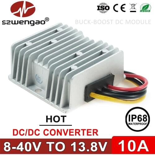 Szwengao 8-40V to 13.8V 5A 10A DC DC Converter 12V to 13.8V Step Down Up Voltage Regulator Boost-Buck Module for Car Boat