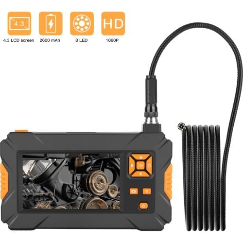 HD 1080P 8MM Industrial Snake Endoscope Camera For Car 4.3inch HD LCD Digital Borescope Video Waterproof Inspection Auto Repair