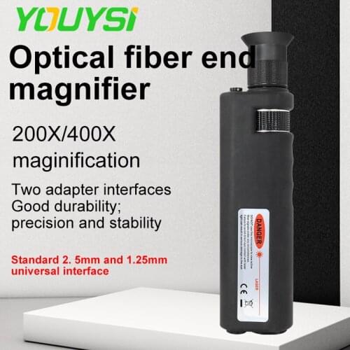 Handheld 400X Fiber Optical Inspection Microscope with 1.25mm&2.5mm Adapter SC FC ST LC
