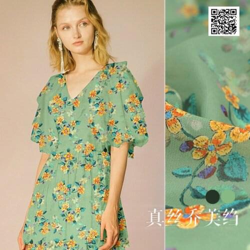 Floral silk Qiaomei crepe digital printing silk fabric mulberry silk cloth clothing dress spring and summer