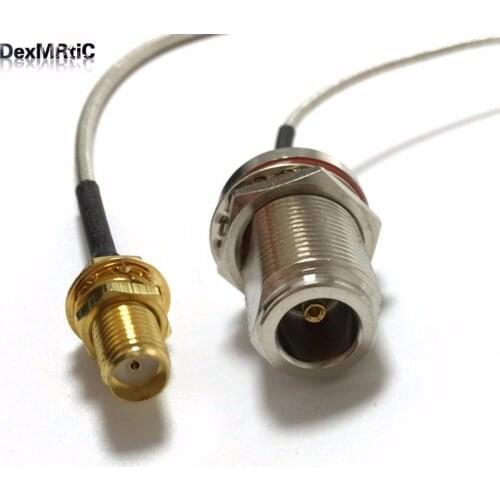 SMA Female nut to N type Female bulkhead Pigtail Cable RG405.086" 20cm 8"/30cm/50cm/100cm for wireless modem wholesale price