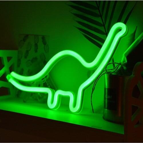 LED Animal Hanging Night Lamp Cat Dinosaur Bat Neon Light Wall Art Sign Bedroom Decoration Home Party Holiday Decor Kids Gift