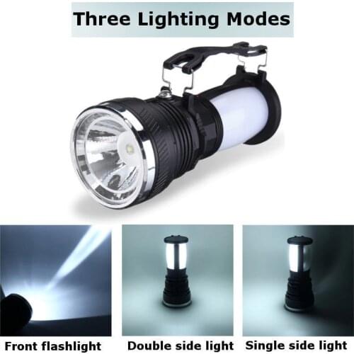 New Solar USB Rchargeable LED Flashlight Outdoor Camping Tent Light High Power Glare Emergency Light for Hiking Camping Lanter