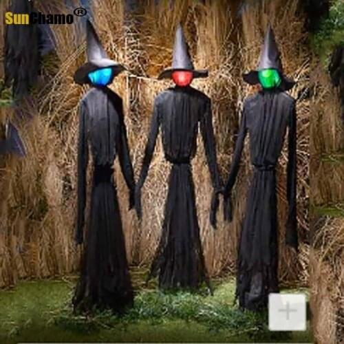 Halloween Decoration Voice Controlled Induction Lighting Sound Making Hand In Hand with The Witch Haunted House To DecorateProps