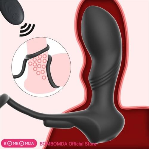 Male Prostate Massage Vibrator Anal Plug Silicone Waterproof Prostate Stimulator Butt Plug Delay Ejaculation Ring Toy For Men