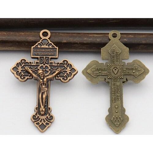 HeyMamba Vintage Retro Jesus Cross Pendant Christian Hanging Wall Crosses Crucifix INRI Cross Chain Necklace