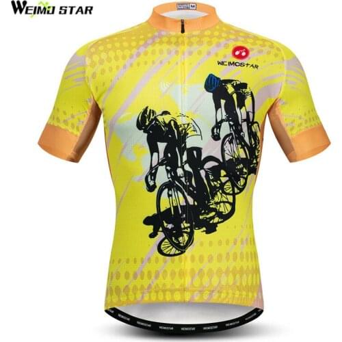 Weimostar Yellow Cycling Jersey 2019 Pro Team Mountain Bike Jersey Shirt Summer Short Sleeve Bicycle Clothing Maillot Ciclismo