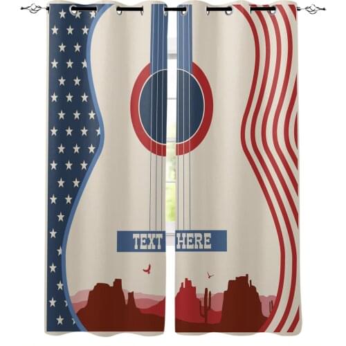 Guitar Star Desert Cactus Blackout Curtains For Kitchen Bedroom Kids Room Window Treatment Curtains for Living Room