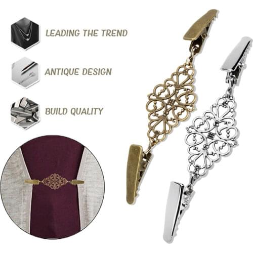 Retro Cardigan Clip Fasteners for Clothes Clothespins Scarf Clip Brooch Sliver Pin Buckle Clip Holder Women Dress Jewelry