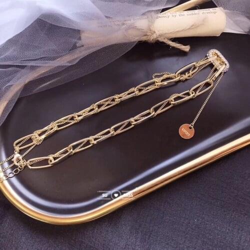 Fashion Charm ZA Maxi Chunky Collar Choker Necklaces For Women Gold Girls Rhinestone Chain Jewelry Short Accessories Brincos