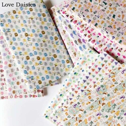 100% Cotton Twill MINI PATTERNS Cartoon Cactus Tri Angle Lipstick Cupcake Underwear Cat Fabrics For DIY Bedding Handwork Decor