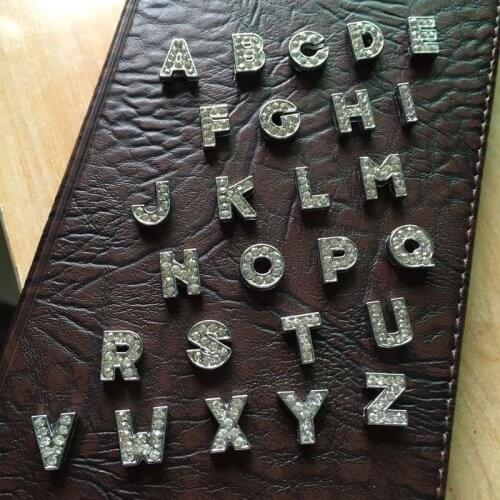 26pcs A-Z Slide Letters With Rhinestones Fit For DIY Charm Keychains & Wristband