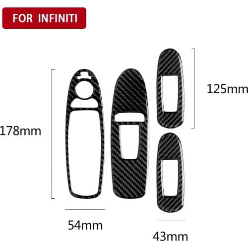 4PCS Carbon Fiber Window Switch Panel Cover Trim with Electrically Folding Door Mirror Button Fit For Infiniti Q50 Q60 14-19