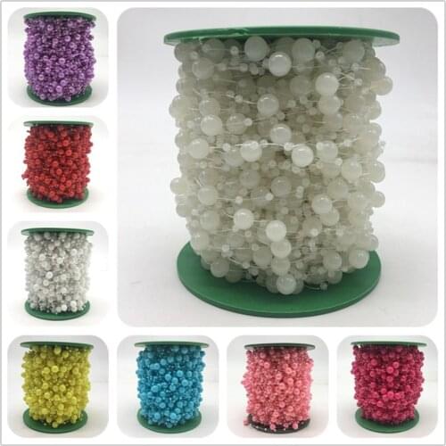 5yards/lot 3mm 8mm beads Fishing Line Artificial Pearls Beads Chain Garland Flowers Wedding Party Decoration Brides Headgear