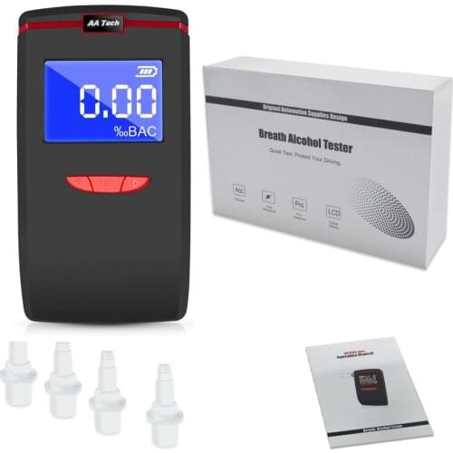 Breathalyzer, Professional Alcohol Tester, USB Rechargeable Portable Digital LCD Alcohol breathalyzer Tester with 6Mouthpieces