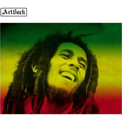 ARTBACK Diamond Painting Bob Marley Painted Icon Full Square Reggae Music Jamaica Singer Portrait Diamond Mosaic