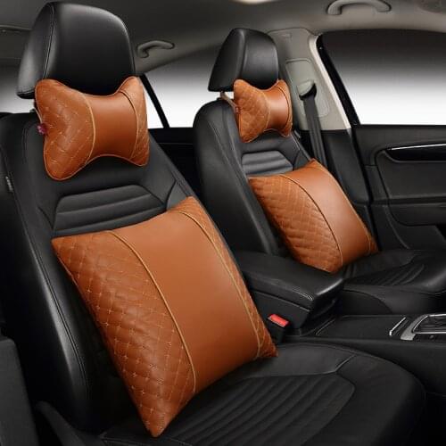 KKYSYELVA Car Neck Pillows Lumbar Support for office Chair Auto Headrest Waist Support Pillow Interior Accessories Car Styling