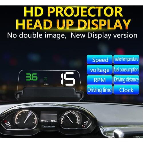 KUNFINE Car HUB OBD Car Speed Projector Hud Head Up Display Digital Speedometer OBD2 Diagnostic Tool 3 Color Universal C500