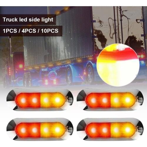 Side Marker Lights 12V/24V For Trailer Pickup Truck Caravan 4LED Tail Light Red Yellow Colors Indicator Warning Lights Signals
