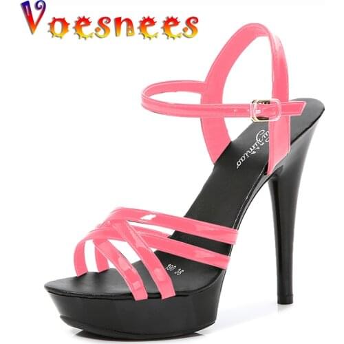 Voesnees Women Shoes Sexy Show 2021 Platform Sandals 13 CM Girls Party Shoes Stripper Heels Cross-tied Buckle Pole Dance Shoes