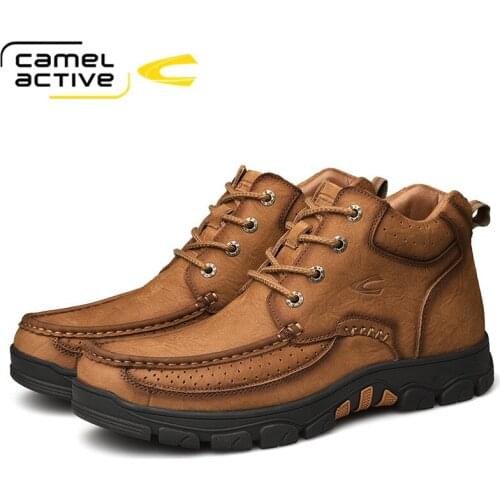 Camel Active New Winter Warm Men Boots Top Quality Genuine Leather Boots Mens Ankle Boots Fashion Rubber Non-slip Snow Boots