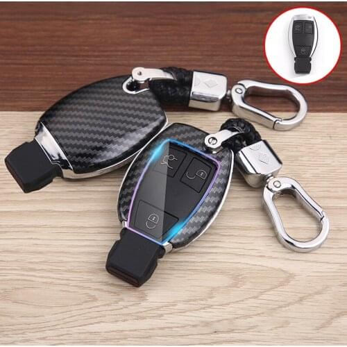 Carbon Fiber Pattern ABS Car Key Case Cover For Mercedes Benz A B C E G GlA GLK GLC Class W204 W205 W202 W212 W251 W176 W463 AMG