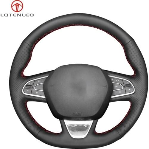 LQTENLEO Black Artificial Leather Car Steering Wheel Cover For Renault Koleos Scenic (Grand Scenic) 2016-2019 Espace 2014-2019