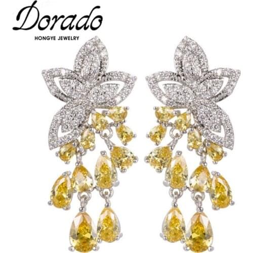 Dorado Luxury White Butterfly Drop Earrings for Women Green Blue Zircon Fashion Noble Party Anniversary Jewelry Brincos Hot Sale
