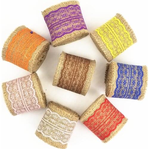 6cm Jute Burlap Hessian Ribbon Lace Rustic Wedding Decoration Vintage Wedding Handmade DIY Cake Packing Decoration 2M/roll