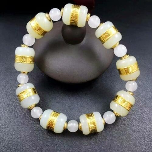 Foot gold-encrusted and Tian Yu baiyu transport bead bracelet and Tian Yu bracelet single bracelet