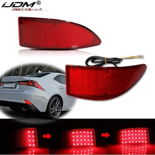 IJDM Red Bumper Reflector Lights For 2006-2020 Lexus IS250 IS350 IS200t IS300,Function as Tail,Brake & Rear Fog Lamps,Turn Light