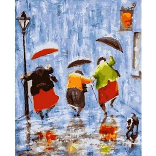 Old Man With Umbrella Figure DIY 40x50 50x65CM Pictures Oil Painting By Numbers Set Gift Coloring By Numbers Canvas Wall Set