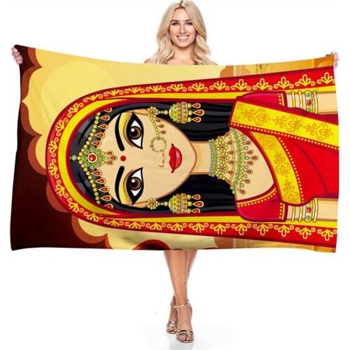 Colorful Egyptian Pictorial Brick 3D Digital Printed Rectangular Bath Towel Quick Drying Soft Microfiber Beach Towel