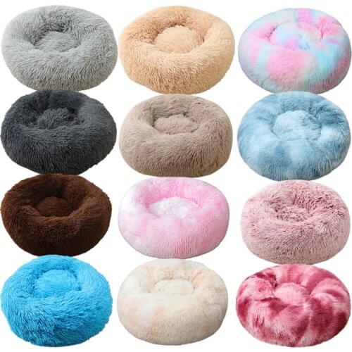 Pet Cat Dog Bed Super Soft Fluffy Plush Round Kennel Warm Deep Sleep Kennel In Winter Small Medium-sized Cat Dog Sleeping Pad