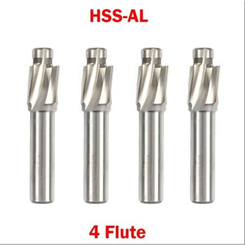 M12 12.4*20 12.4x20 HSS-AL 4 Flute Piloted Countersink Router Drill Bit Counterbore Flat End Mill Milling Cutter