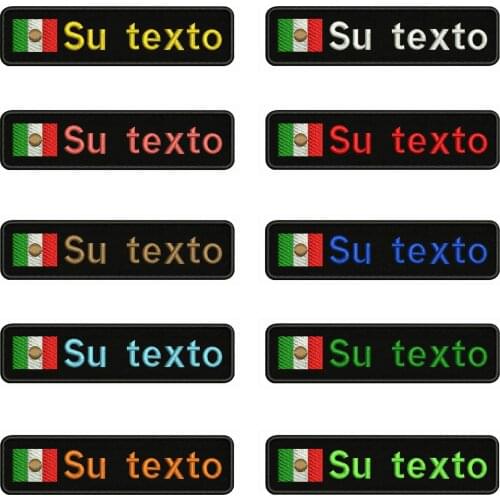 Mexican flag Mexico 10X2.5cm Embroidery Custom Name Text Patch Stripes badge Iron On Or Velcro Backing Patches For Clothes