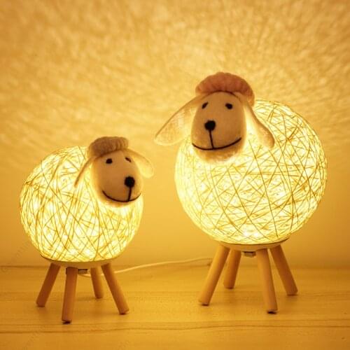 Cute Lamb Table Lamp Little Sheep Night Lights for Childrens Bedroom Decor Desk Light Fixtures Baby Kid Gift USB Plug Luminaire