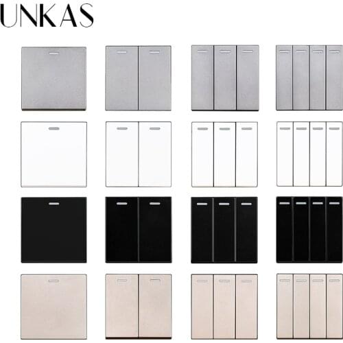 UNKAS Modules DIY Free Combination Gray 1 2 3 4 Gang 1 / 2 Way On / Off Grey Wall Light Push Button Switch