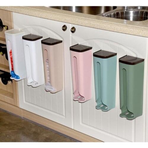 Garbage Bag Dispenser Recycle Bag Storage Box Wall Mount Hanging Garbage Holder Kitchen Bins Organizer Housekeeping